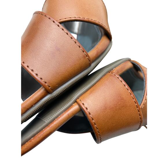 Retro Worthington Womens 11M Zip Back Brown Wide Strap 4" Chunky Bohemian Heels - Picture 10 of 10